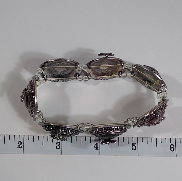 Bracelet Silver Purple Statement Stretch - Picture 4 of 4